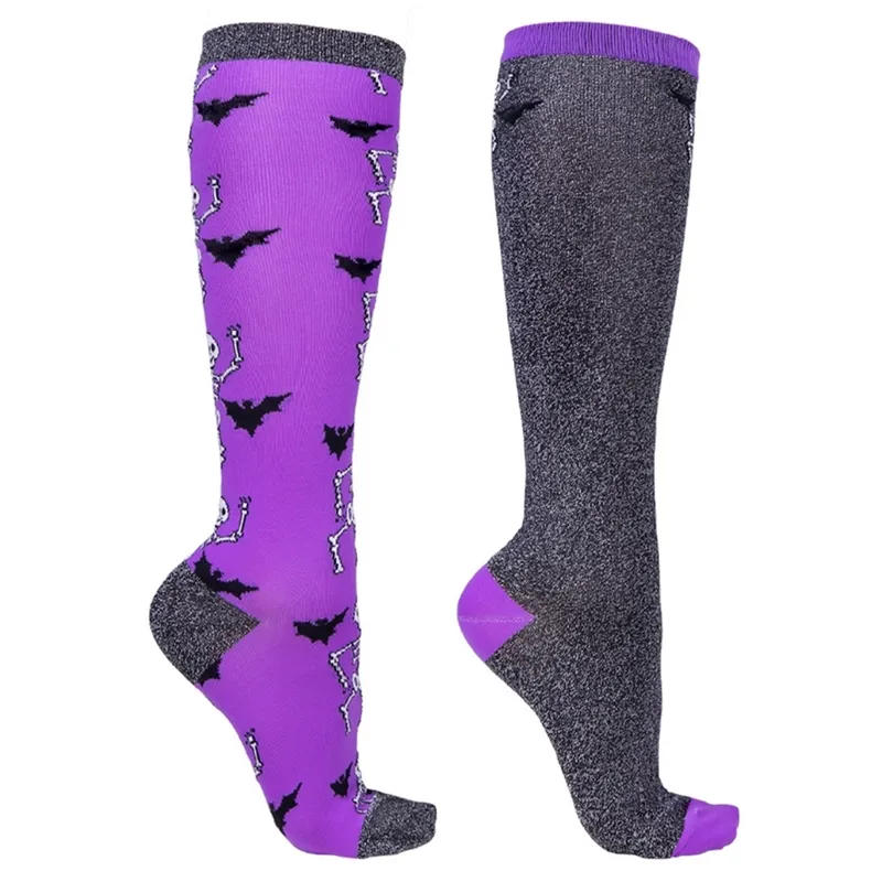 QHP Halloween Knee Socks 2 Pack - Skeleton